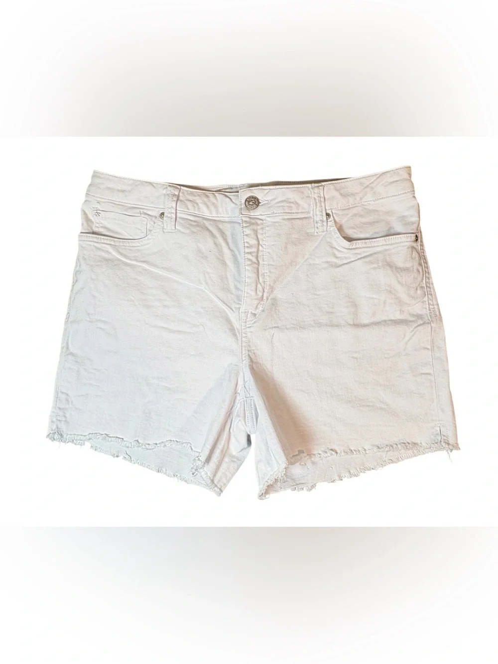 Seven7 White Denim Raw Hem Stretch Shorts Size 14 Summer Beach Casual